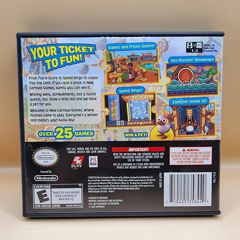 Carnival Games (Nintendo DS, 2008) With Manual